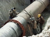 Laying Gas Pipes, Saudi Arabia, Middle East Photographic Print by Richard Ashworth