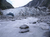Melt Water and Glacial Rock Terrain at Glacier Terminus, Franz Joseph Glacier, South Island Photographic Print by Jeremy Bright