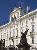 Statue of Battling Titans in Foreground, Archbishops's Palace, Prague, Czech Republic Photographic Print by Jonathan Hodson