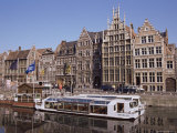 Old Port and Guild Houses on the Graslei, River Lys (Leie) Waterway, Ghent, Belgium, Flanders Photographic Print by Jenny Pate
