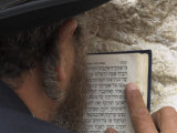 An Orthodox Jew Holding Prayer Book Against the Wall and Praying, Western Wall, Jerusalem, Israel Photographic Print by Eitan Simanor