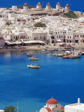 Aerial View of Mykonos, Hora and Harbour, Cyclades, Greek Islands, Greece, Mediterranean Photographic Print by Marco Simoni
