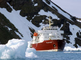 Ice-Breaker Tour Ship, Krossfjorden Icebergs, Spitsbergen, Svalbard, Norway, Scandinavia Photographic Print by Tony Waltham
