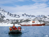 Tourists in Zodiac from Ice-Breaker Tour Ship, Spitsbergen, Norway Photographic Print by Tony Waltham