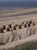 Cane Chairs on Beach, Egmond, Holland Photographic Print by I Vanderharst