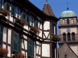 Old House and Ste. Coix Church, Kayserberg, Alsace, France Photographic Print by Guy Thouvenin