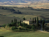 Farmhouse and Cypress Tres in the Earning Morning, San Quirico d'Orcia, Tuscany, Italy Photographic Print by Ruth Tomlinson