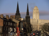 View up Woodhouse Lane to Clock Tower of the Parkinson Building, Leeds, Yorkshire, England Photographic Print by Adam Woolfitt