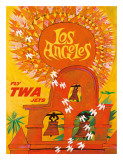 Los Angeles, Fly TWA Jets Giclee Print by David Klein
