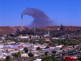Smoke Billowing from a Smelter Stack with Mt. Isa in the Foreground, Australia Photographic Print by Ross Barnett