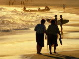 People on Bondi Beach at Sunset, Sydney, New South Wales, Australia Photographic Print by Oliver Strewe