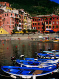 Harbour Boats on Ligurian Sea and Waterfront Buildings, Vernazza, Liguria, Italy Photographic Print by Glenn Van Der Knijff