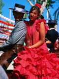Feria de Abril Horseman with Girl in Traditional Dress, Sevilla, Andalucia, Spain Photographic Print by David Tomlinson