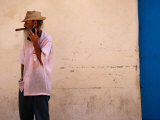 Old Man with Transistor Radio and Cigar, Havana, Havana, Cuba Photographic Print by Dominic Bonuccelli