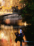 Boat on Canal, Tubingen, Baden-Wurttemberg, Germany Photographic Print by Thomas Winz