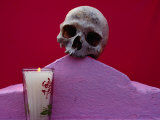Detail of Tomb with Skull and Candle at Muna, Yucatan, Mexico Photographic Print by Jeffrey Becom