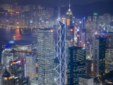 The Towers of Central to Hong Kong Harbour  from Victoria Peak at Dusk, Hong Kong, China Photographic Print by Greg Elms