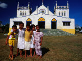 Group of Children Outside Vaiusu Catholic Church, Upolu, Samoa Photographic Print by Peter Hendrie