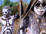 Sing Sing Group Members with Skeleton-Like Body Paint at Mt. Hagen Cultural Show, Papua New Guinea Photographic Print by John Banagan