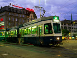Stationary Tram on Central Sqaure at Dusk, Zurich, Switzerland Photographic Print by Glenn Van Der Knijff