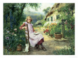 Dans le jardin Estampe par Henry John Yeend King