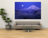 Moonrise over Mt. Hood, Oregon, USA Wall Mural by Janis Miglavs