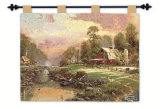 Sunset at Riverbend Farm Wall Tapestry by Thomas Kinkade