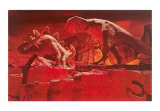 Fiery Dinosaur Diorama  Prints