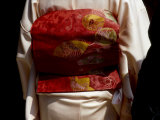 Close-up of Obi, Silk Sash Worn with Kimono, Kyoto, Japan Photographic Print by Nancy & Steve Ross