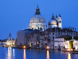 Santa Maria della Salute Cathedral from Academia Bridge along the Grand Canal at Dusk, Venice Photographic Print by Dennis Flaherty
