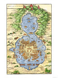 Tenochtitlan, Capital City of Aztec Mexico, an Island Connected by Causeways to Land, c.1520, Giclee Print