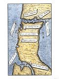 First Map of the Strait of Magellan from Magellan's Circumnavigation of the Earth in 1519, Giclee Print