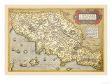 Map of Italian Coast above Rome Giclee Print by Abraham Ortelius