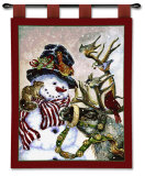 Snowman and Prancer Wall Tapestry by Donna Race