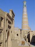 Islam Khodja Minaret, Prince Makhmud Mausoleum on Left, Khiva, Uzbekistan, Central Asia Photographic Print by Upperhall Ltd