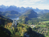 Neuschwanstein and Hohenschwangau Castles, Alpsee and Tannheimer Alps, Allgau, Bavaria, Germany Photographic Print by Hans Peter Merten