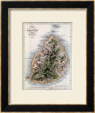 Map of Mauritius, Illustration from "Paul et Virginie" by Henri Bernardin de Saint-Pierre, 1836 Framed Giclee Print by A.h. Dufour