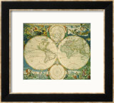 World Map in Novus Atlas Framed Giclee Print by Nicholas Visscher