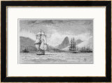 Hms "Beagle" the Ship in Which Charles Darwin Sailed Approaching Mauritius Framed Giclee Print by R.t. Pritchett
