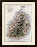 Map of Mauritius, Illustration from "Paul et Virginie" by Henri Bernardin de Saint-Pierre, 1836 Framed Giclee Print by A.h. Dufour