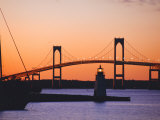 Newport Bridge and Harbor at Sunset, Newport, Rhode Island, USA Photographic Print by Fraser Hall