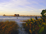 Naples, Florida, USA. Sunset at the Beach and Pier Photographic Print by Fraser Hall