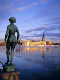 Statue and City Skyline, Stockholm, Sweden, Scandinavia, Europe Photographic Print by Sylvain Grandadam