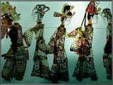 Traditional Shadow Puppets Cut from Leather in Muslim Quarter, Xi'an, China Framed Canvas Print by Krzysztof Dydynski