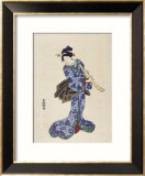 Shakuhachi Gerahmter Giclée-Druck von Toyokuni 