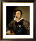 Portrait of Alexander Pushkin (1799-1837) Estampe encadrée par Vasili Andreevich Tropinin