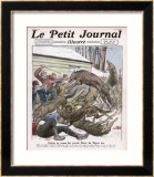 In Romania Hungry Wolves Invade a Village and Attack the Peasants Framed Giclee Print by Andre Galland