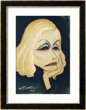 Greta Garbo Swedish-American Film Actress: a Caricature Gerahmter Giclée-Druck von Nino Za