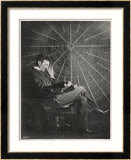 Nikola Tesla Croatian Inventor in His American Laboratory Framed Giclee Print