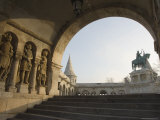 Sunset Ight on St. Stephens Statue, Castle Hill Area, Budapest, Hungary, Europe Photographic Print by Chris Kober